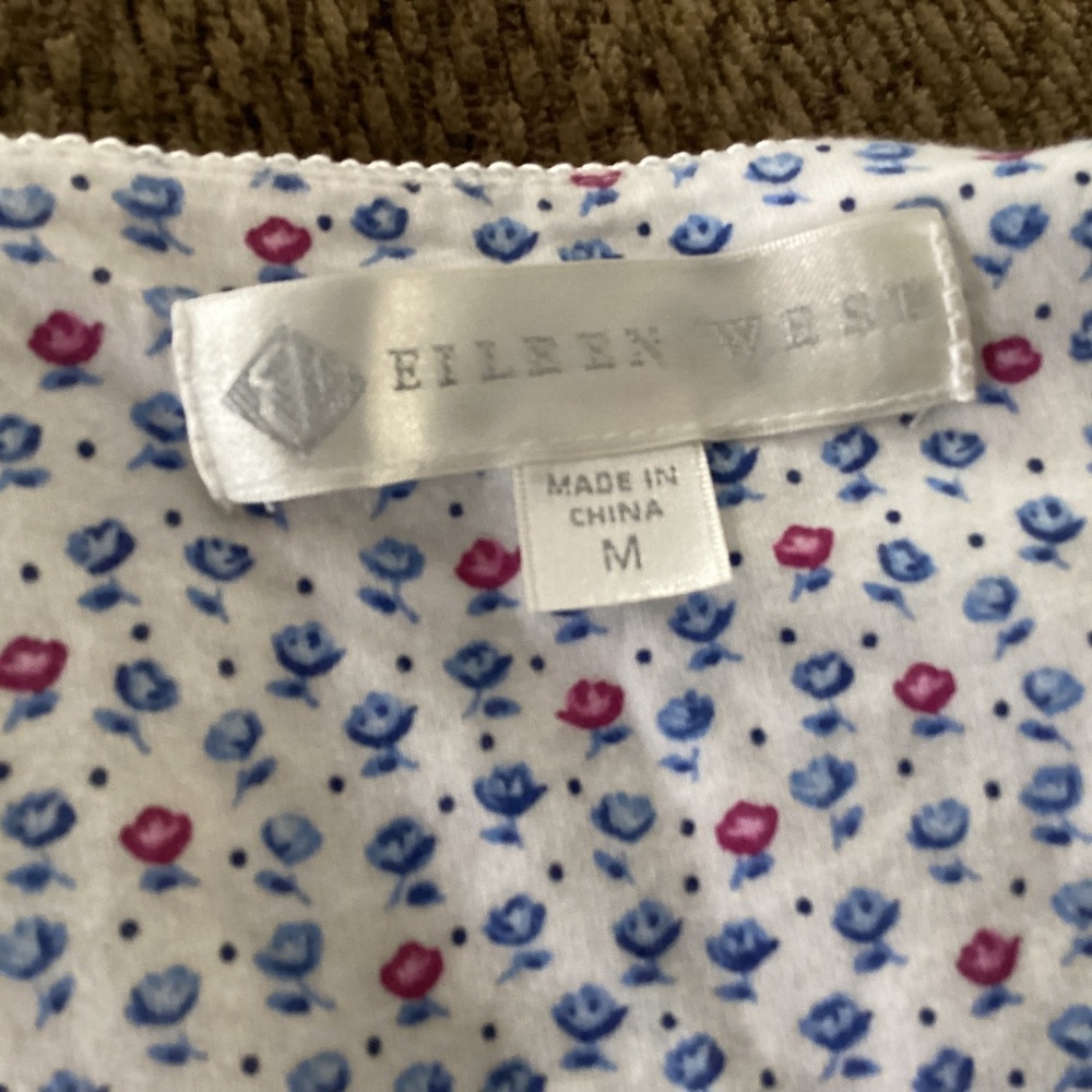 Eileen West Floral Nightgown - White and Blue - Picture 7 of 11